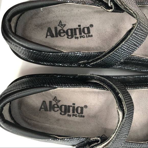 ALEGRIA Belle Grid Silver Mary Jane Clog Shoe Comfort Adjustable Strap 36 Women - Picture 9 of 11